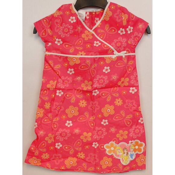 NEW Y2K Disney Store Coral Pink Dress S 6x Princess Flower Butterfly Mod A-Line - Picture 1 of 6